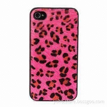 Leopard Grain PC Case for iPhone 4 and 4S, in Pink and Black Color, Elegance Look, Soft Handfeel